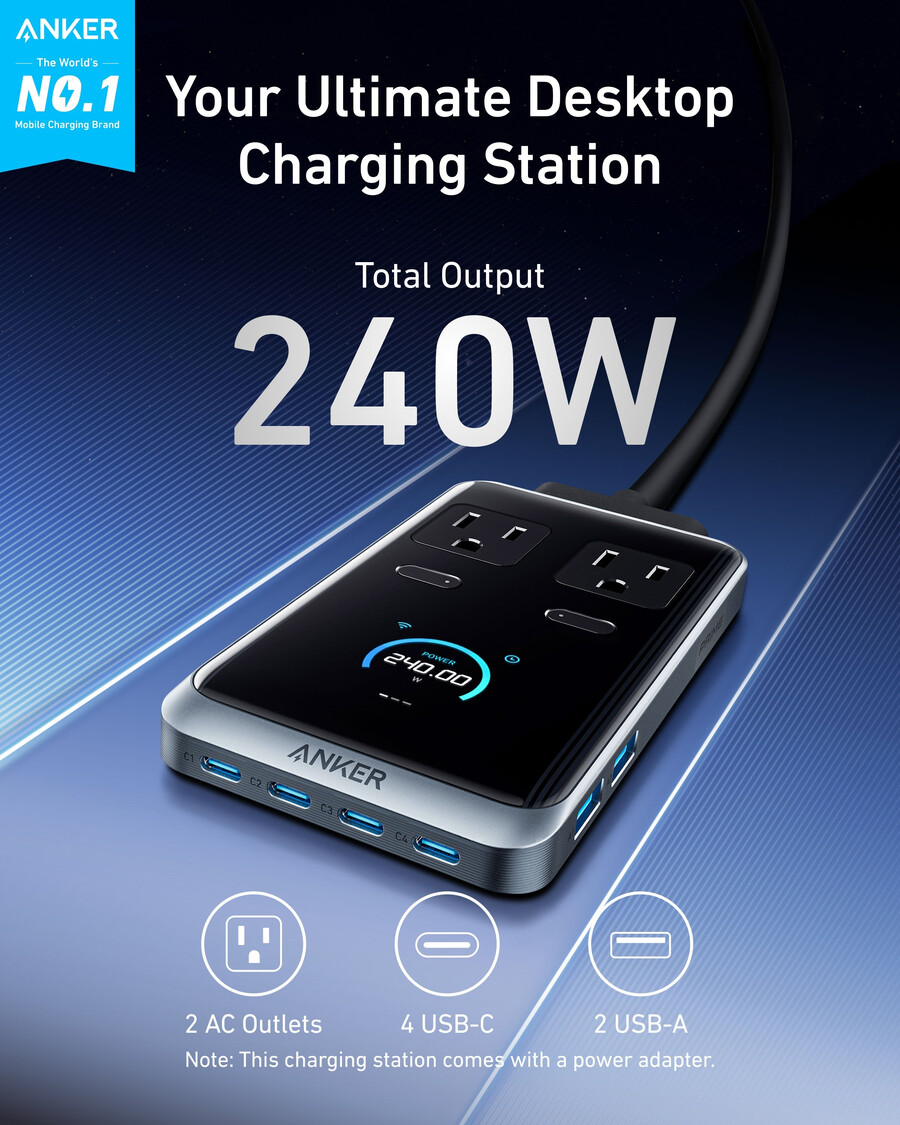 anker prime -latausasema 8-in-1 240 w ja anker prime usb-c - usb-c -kaapeli 240 w kierrätetystä materiaalista punottu