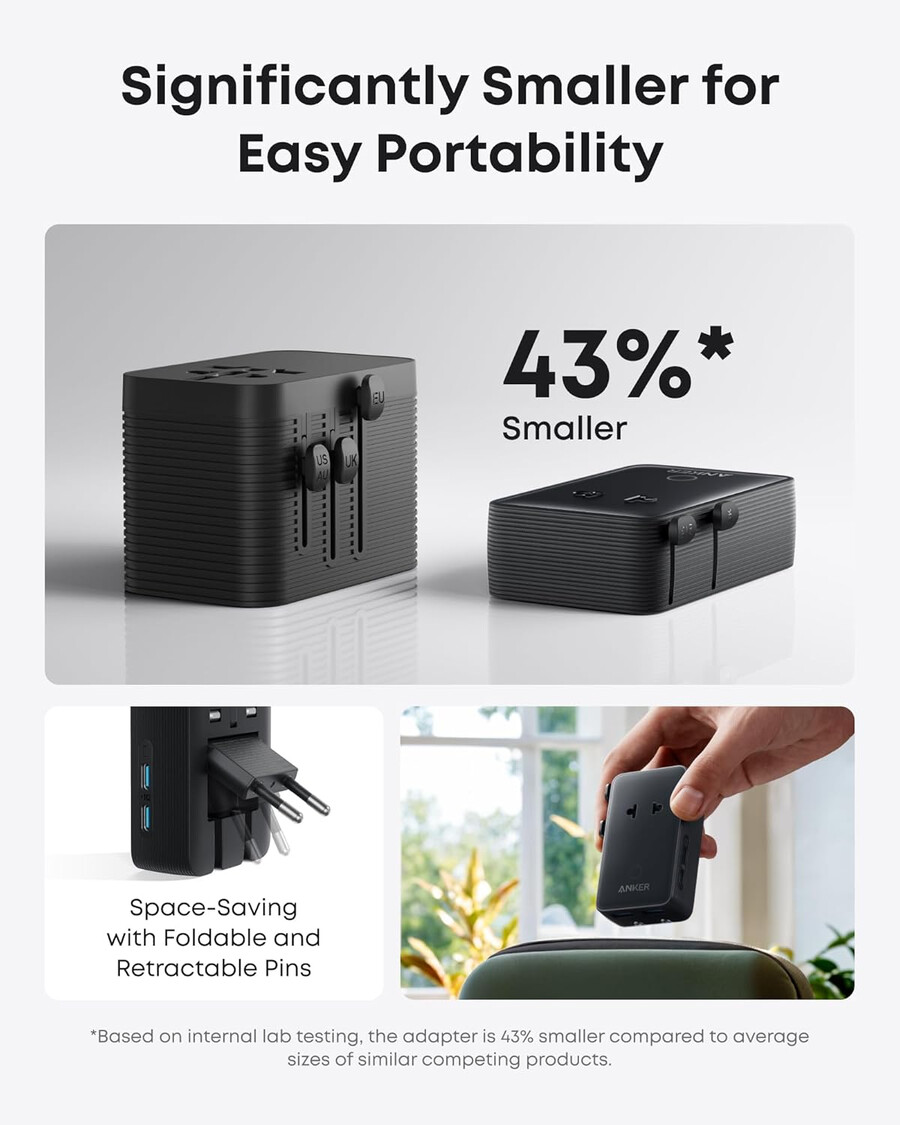 anker nano -matkasovitin 5-in-1 20 w 1 kpl ja anker nano -laturi 45 w usb-c–usb-c-kaapelilla
