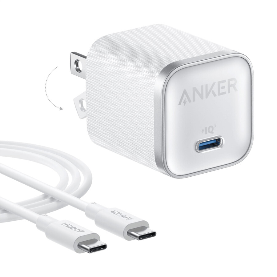 anker nano -matkasovitin 5-in-1 20 w 1 kpl ja anker nano -laturi 45 w usb-c–usb-c-kaapelilla
