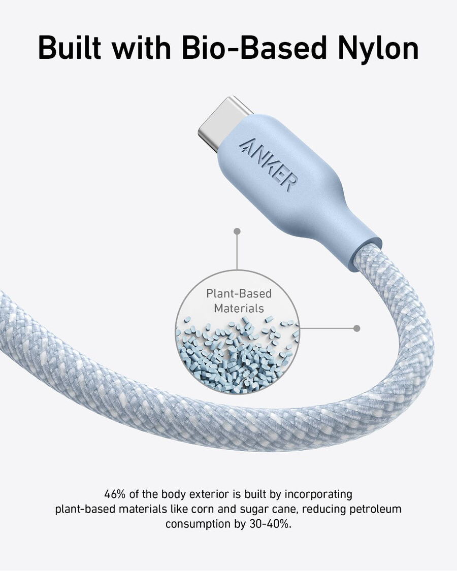 anker 543 usb-c - usb-c -kaapeli biopunottu