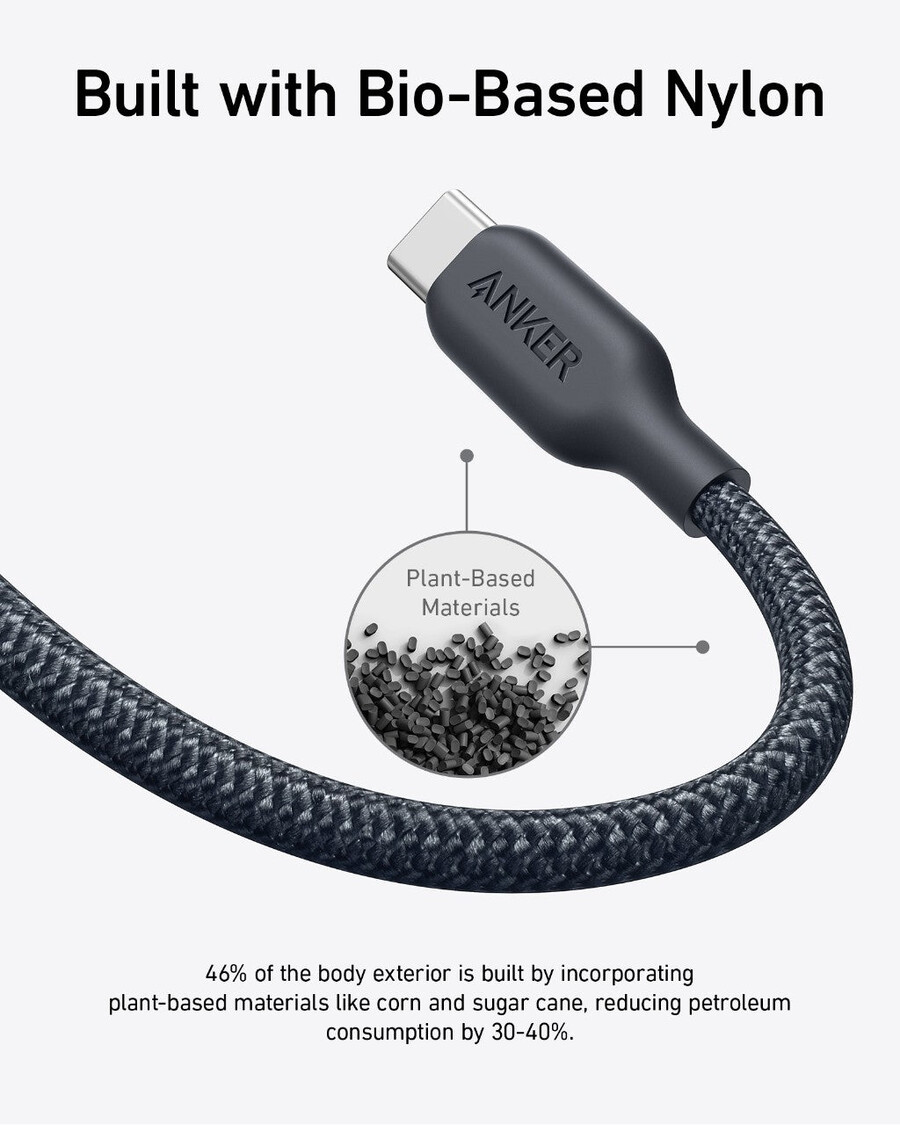 anker 543 usb-c - usb-c -kaapeli biopunottu