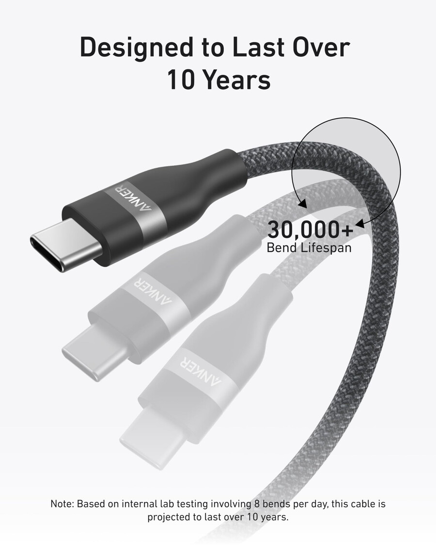 anker usb-c - usb-c -kaapeli 3 jalkaa 6 jalkaa 240 w kierrätetystä punotusta materiaalista