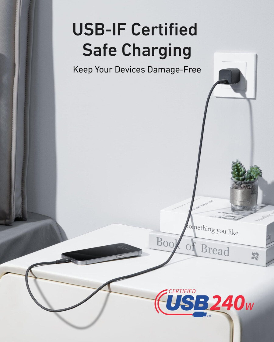 anker usb-c - usb-c -kaapeli 3 jalkaa 6 jalkaa 240 w kierrätetystä punotusta materiaalista