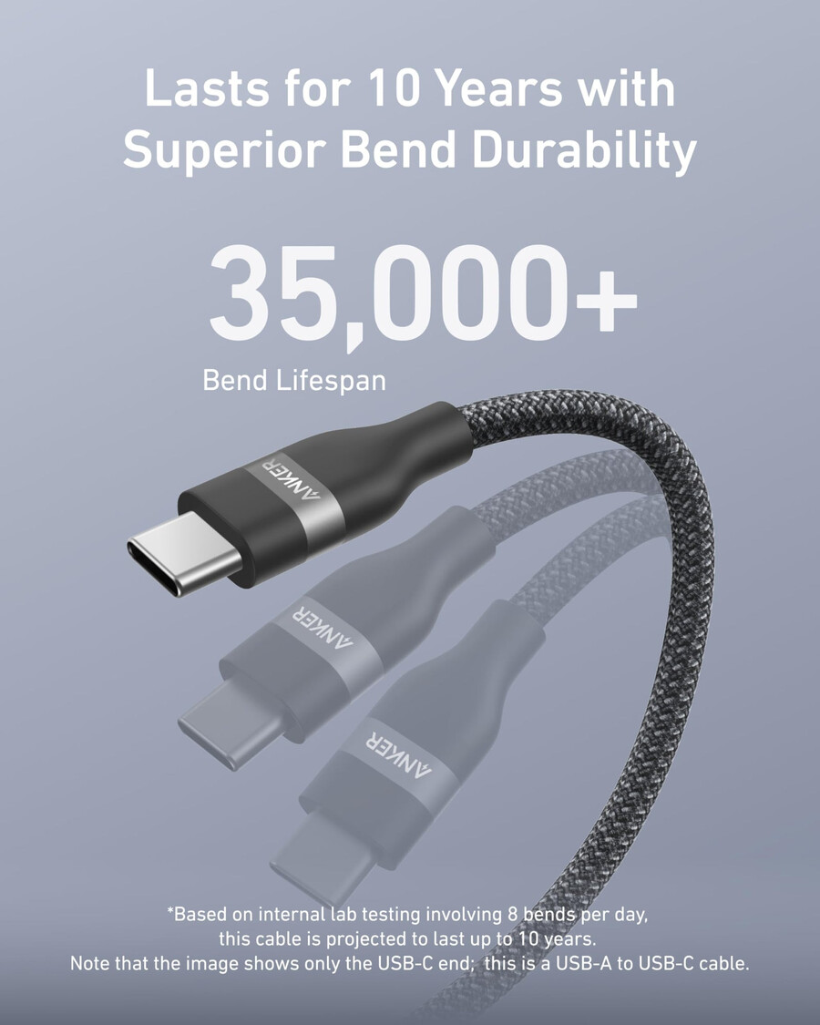 anker usb-a–usb-c-kaapeli 3 jalkaa6 jalkaa kierrätyspunottu