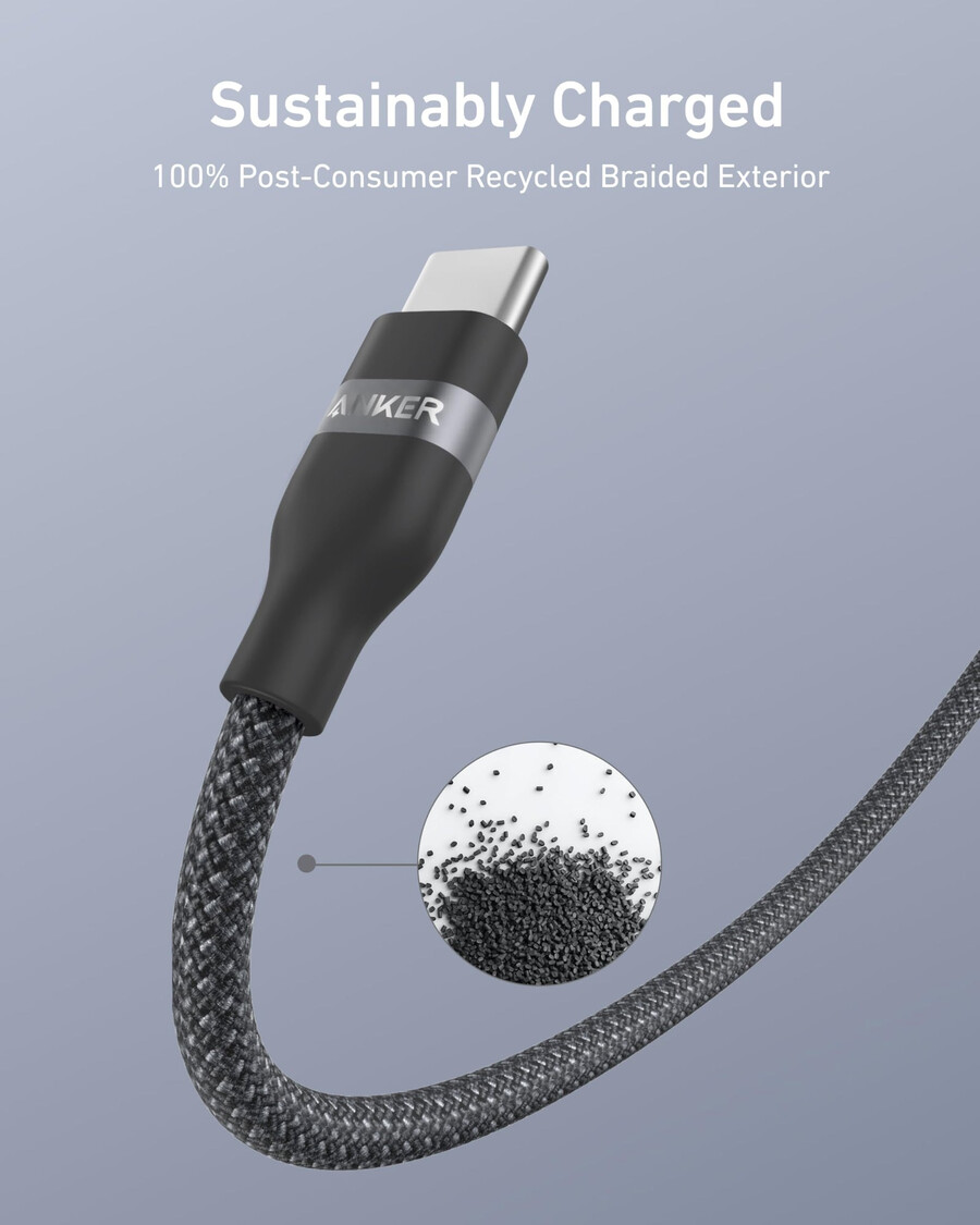 anker usb-a–usb-c-kaapeli 3 jalkaa6 jalkaa kierrätyspunottu