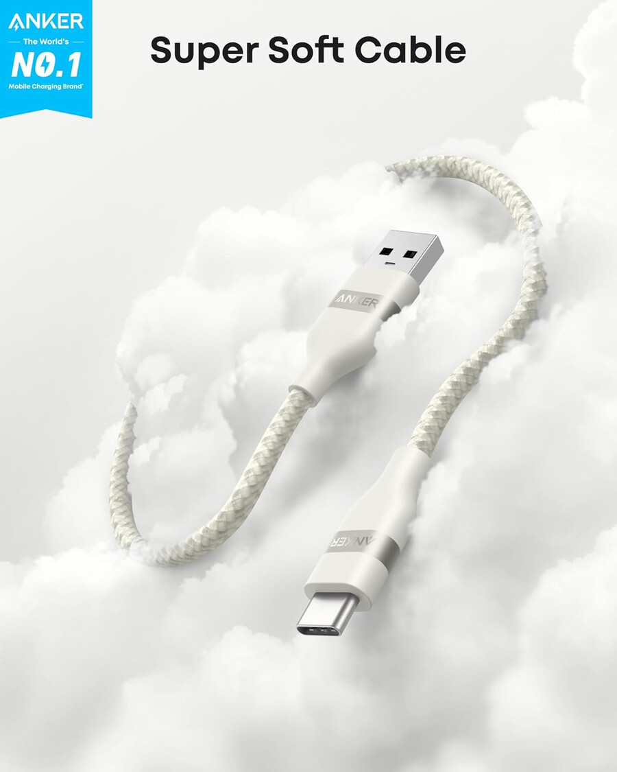 anker usb-a–usb-c-kaapeli 3 jalkaa kierrätetystä materiaalista punottu 2 kpl