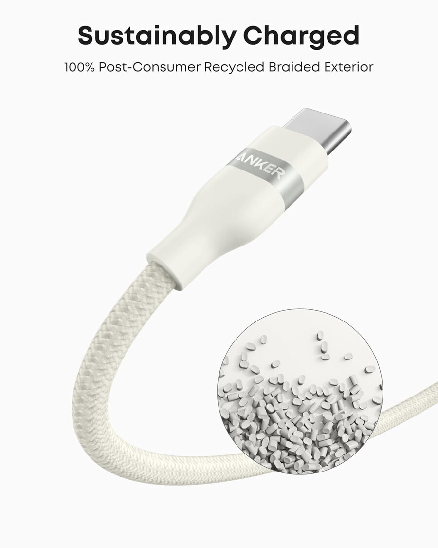 anker usb-a–usb-c-kaapeli 3 jalkaa kierrätetystä materiaalista punottu 2 kpl