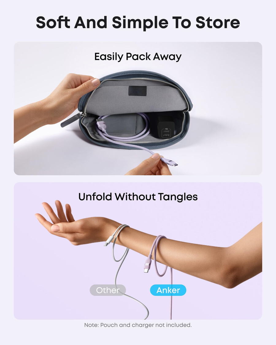 anker usb-a - usb-c -kaapeli kierrätetystä materiaalista punottu 2 kpl violetti