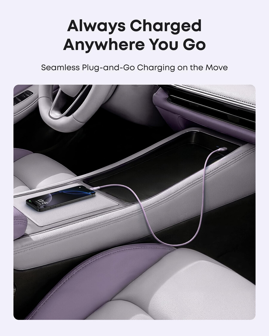 anker usb-a - usb-c -kaapeli kierrätetystä materiaalista punottu 2 kpl violetti