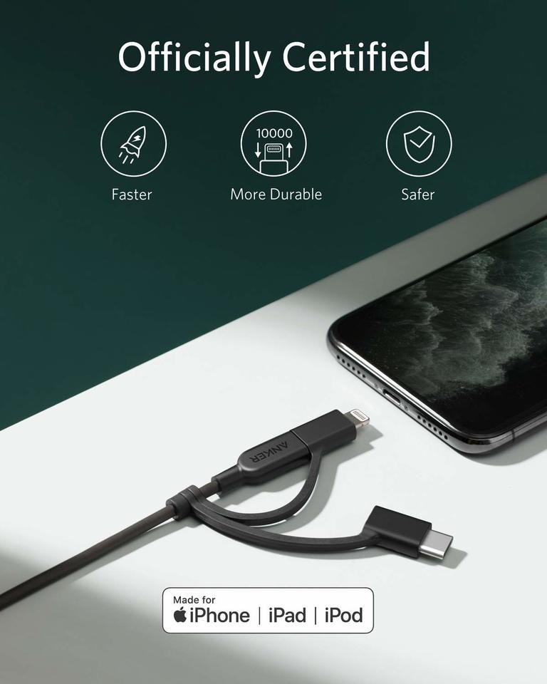anker 321 usb-a–lightning-kaapeli 3 jalkaa 3-in-1