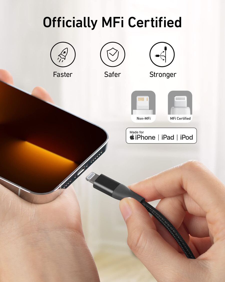 anker 551 usb-a–lightning-kaapeli 3 jalkaa 6 jalkaa 10 jalkaa