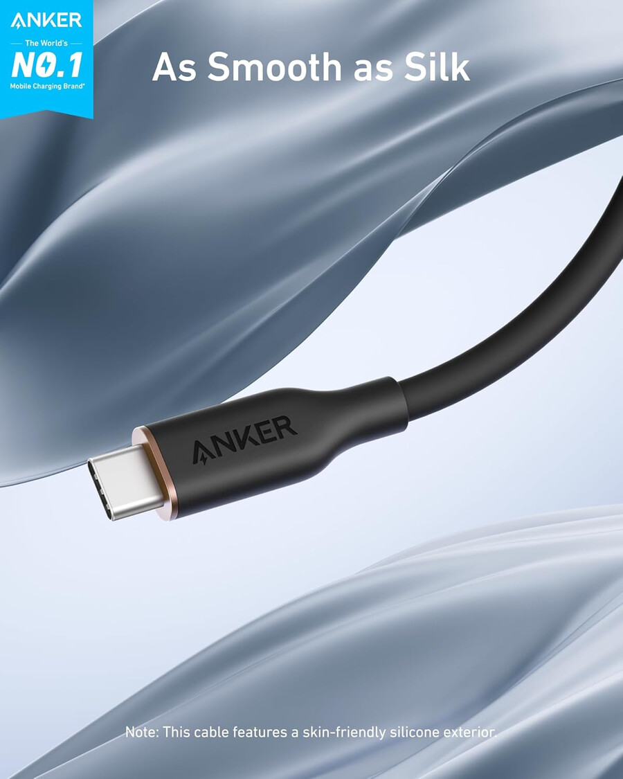 anker 643 usb-c - usb-c -kaapeli flow silikoni