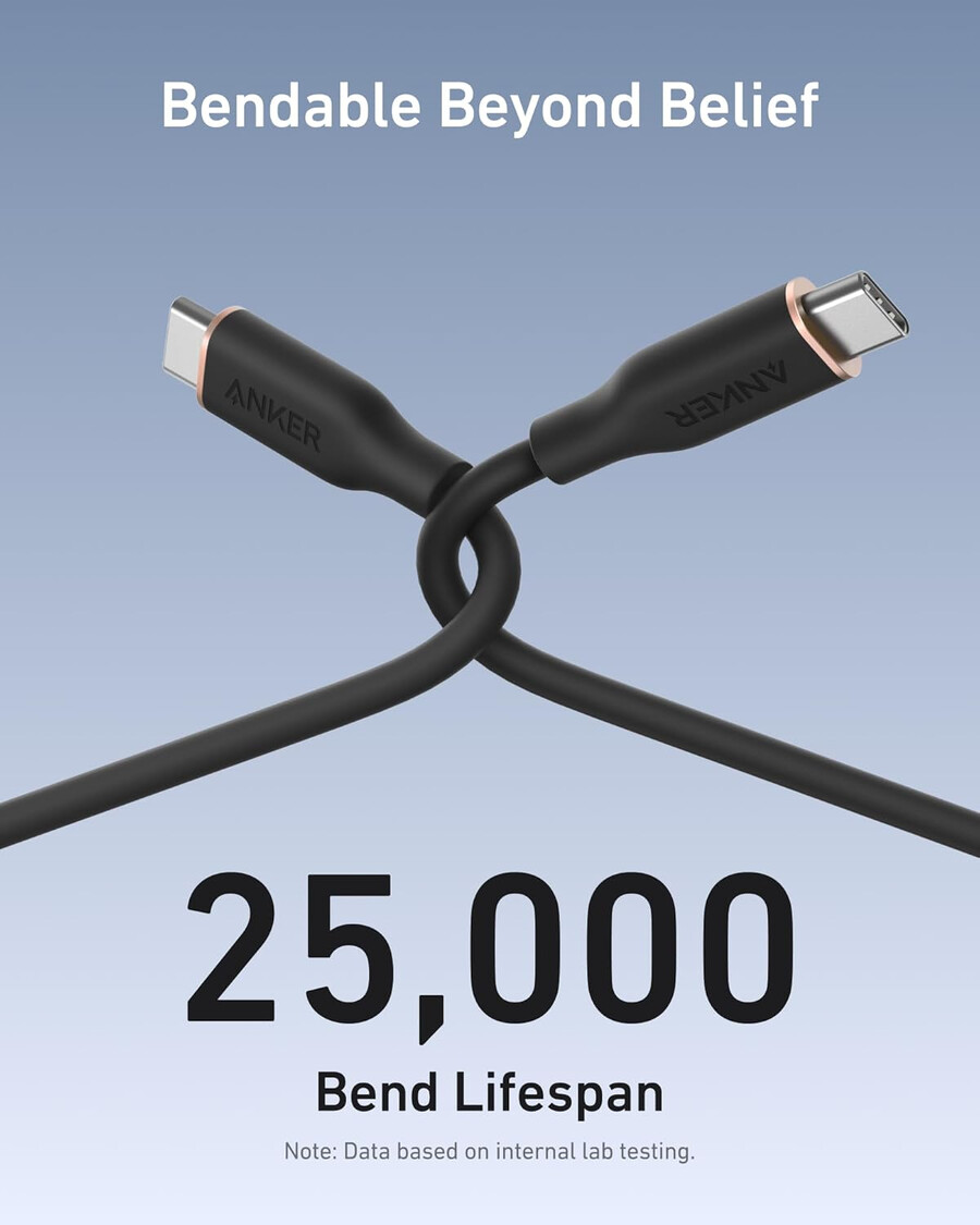 anker 643 usb-c - usb-c -kaapeli flow silikoni
