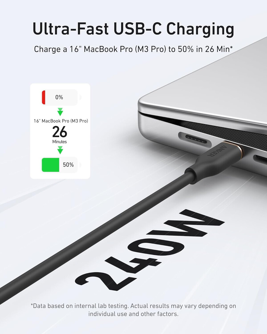 anker 643 usb-c - usb-c -kaapeli flow silikoni