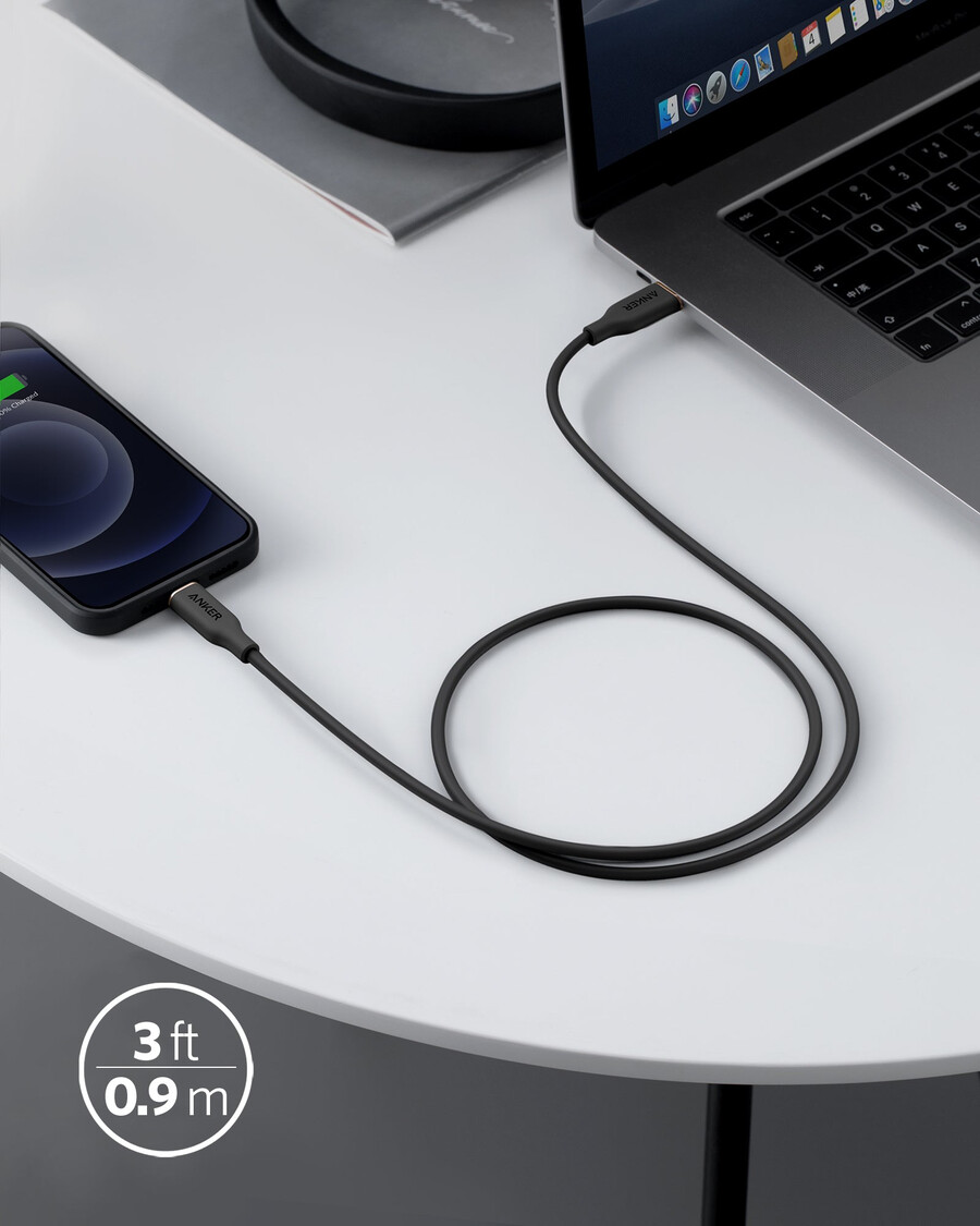 anker 641 usb-c–lightning-kaapeli flow 12 m silikoni