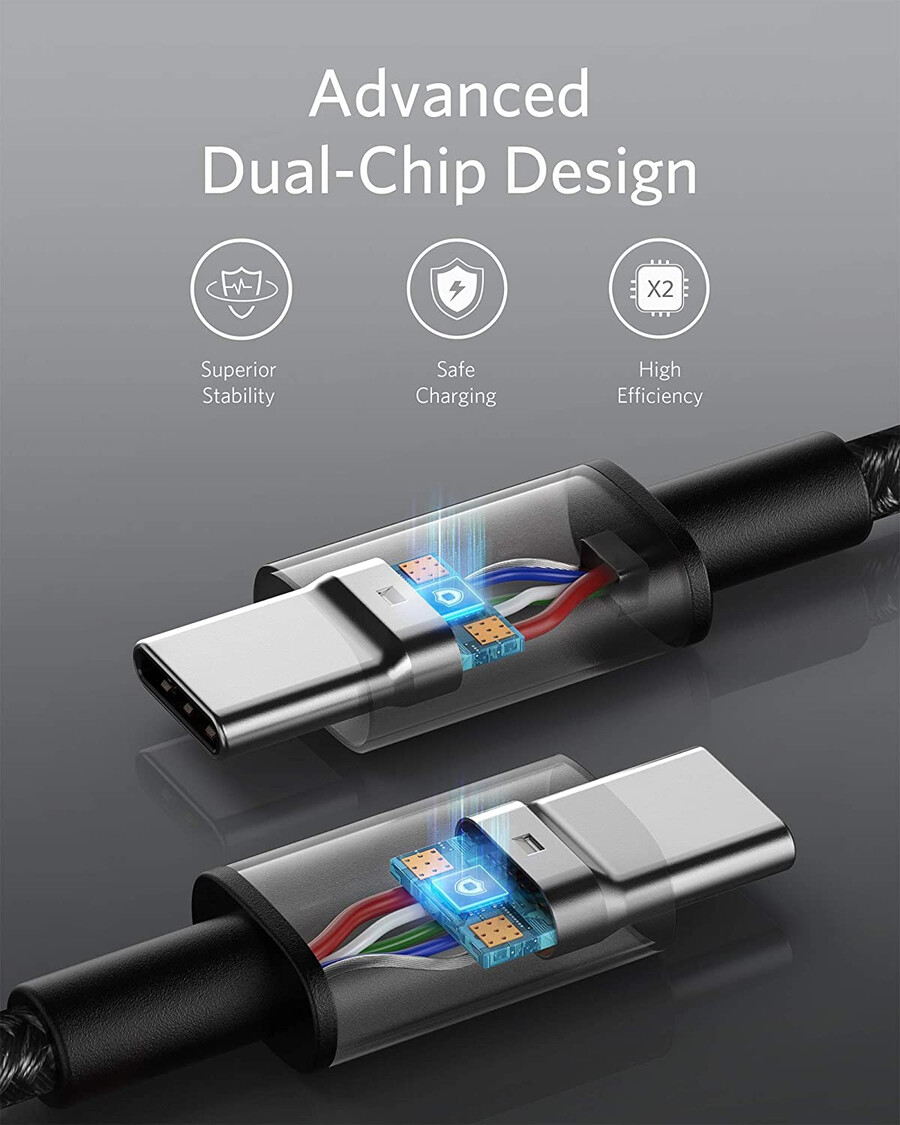 uusi nailoninen usb-c - usb-c 100 wn kaapeli 3 m