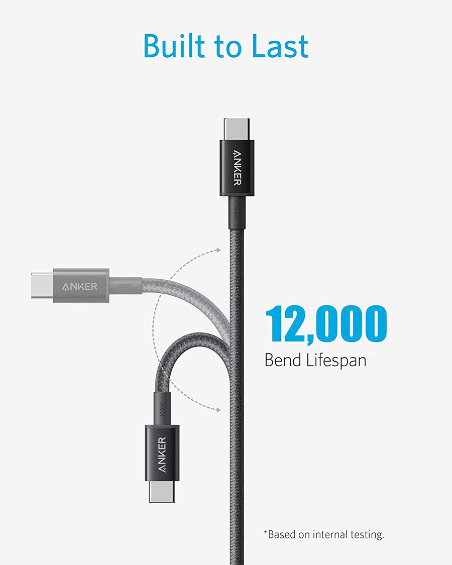 uusi nailoninen usb-c - usb-c 100 wn kaapeli 3 m