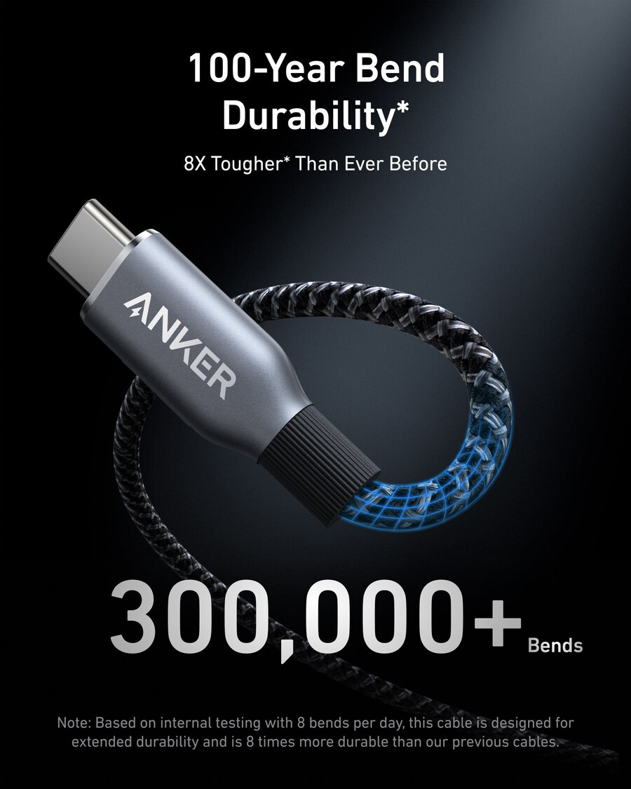 anker prime usb-c - usb-c -kaapeli 240 w kierrätetystä materiaalista punottu 2 kpl