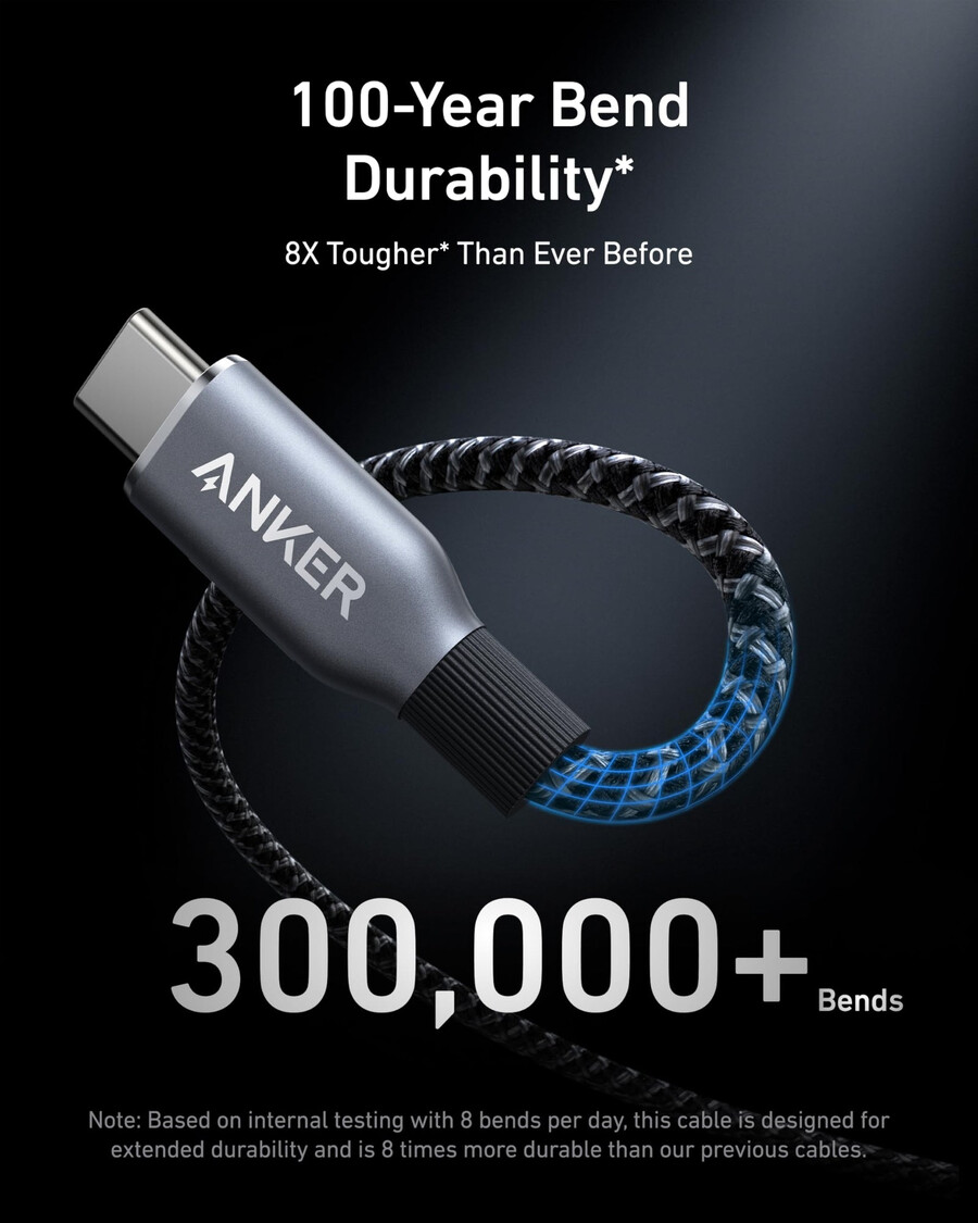 anker prime usb-c - usb-c -kaapeli 240 w kierrätetystä materiaalista punottu