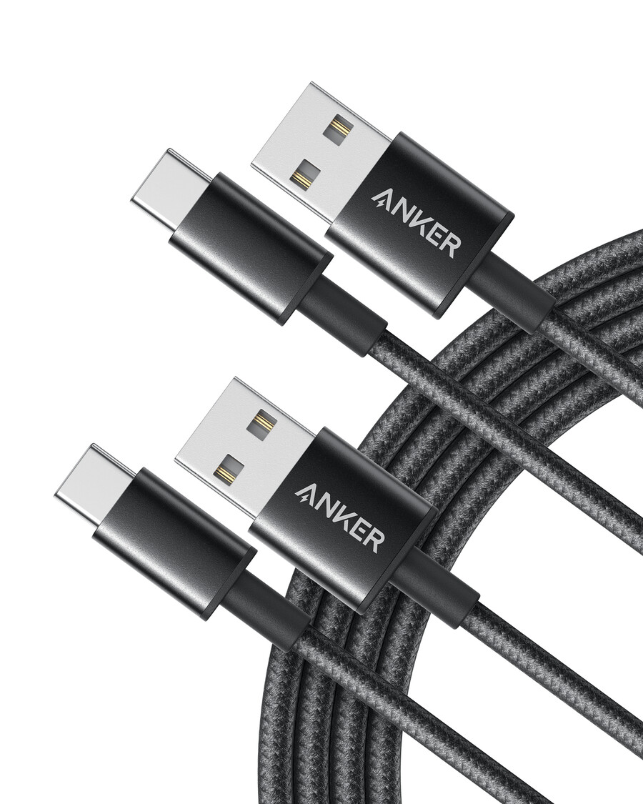 anker premium nylon usb-c - usb-a -kaapeli 2 kpl