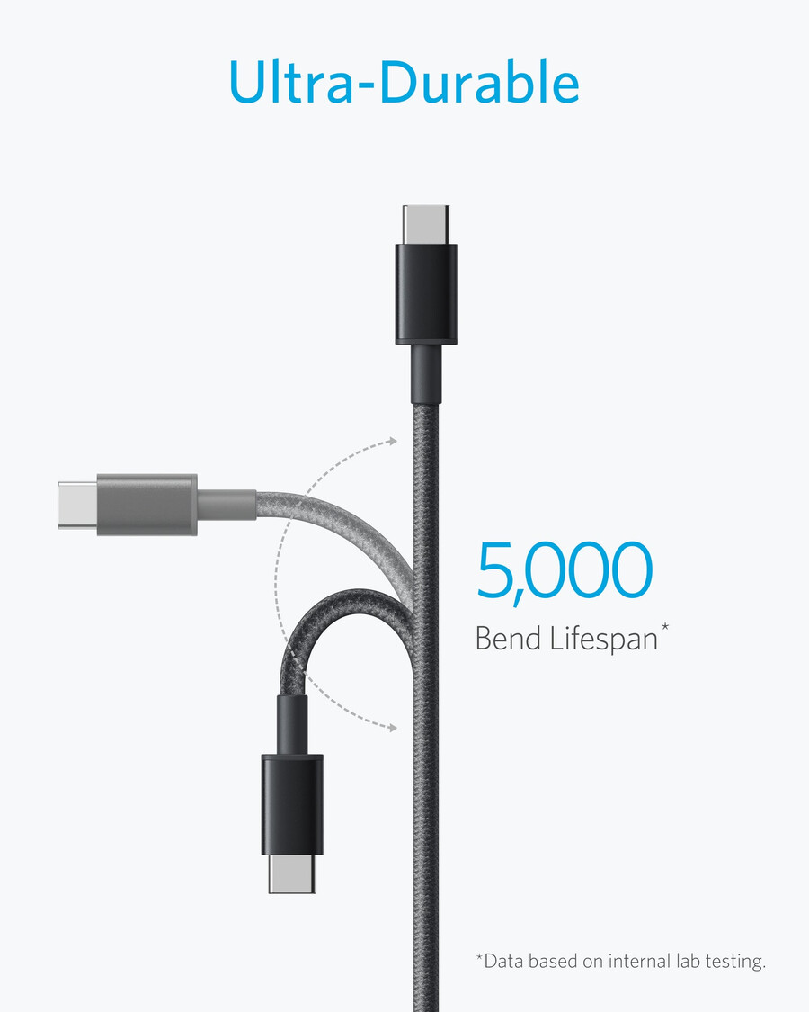 anker premium nylon usb-c - usb-a -kaapeli 2 kpl