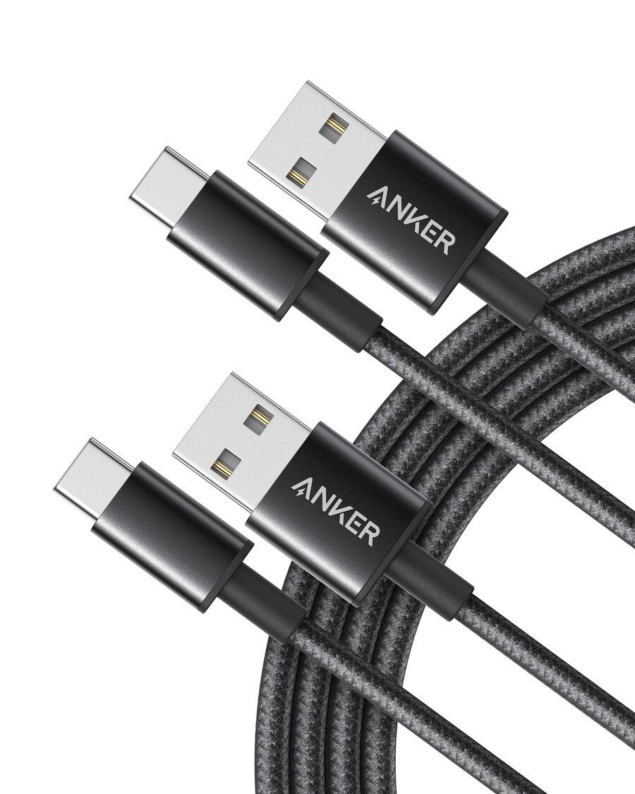 anker premium nylon usb-c - usb-a -kaapeli 2 kpl