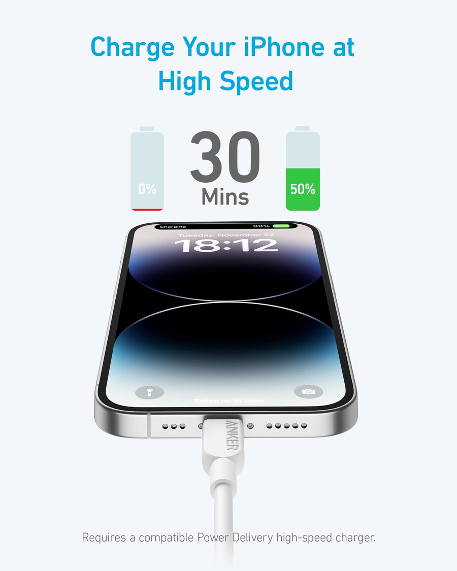 anker 310 usb c - lightning -kaapeli 18 m 2 kpl