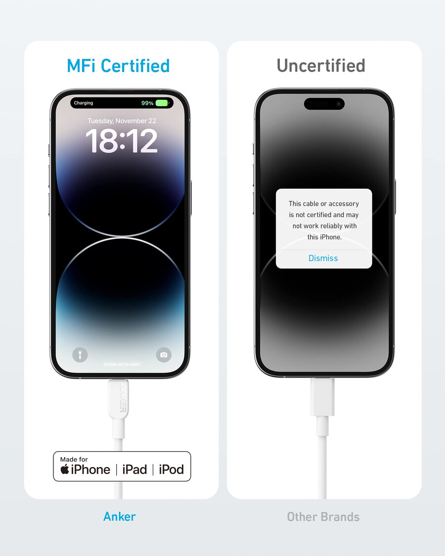 anker 310 usb c - lightning -kaapeli 18 m 2 kpl