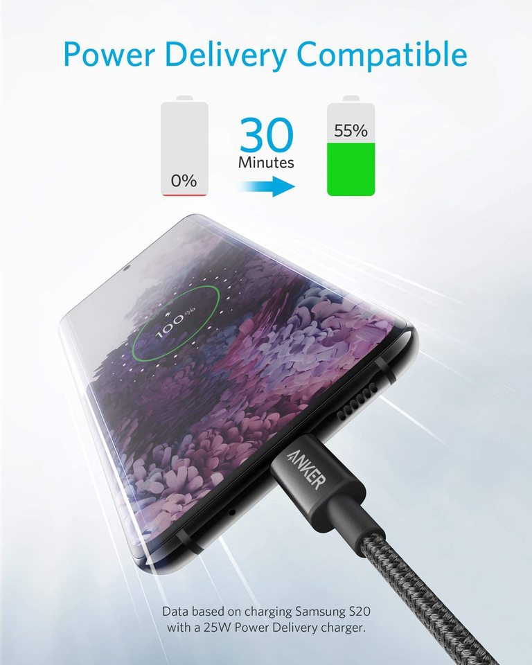2 kpl anker new nylon usb-c - usb-c -kaapelia 3 jalkaa 6 jalkaa 60 w