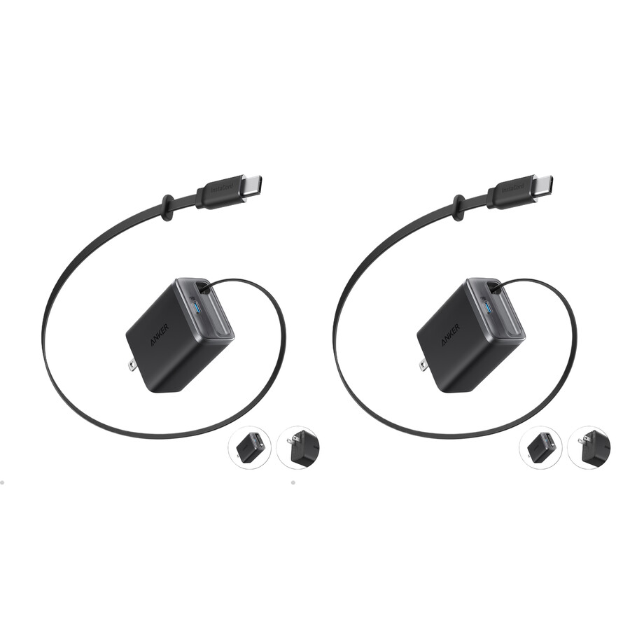anker nano -laturi 35 w sisäänrakennettu sisäänvedettävä usb-c-kaapeli – 2 kpl