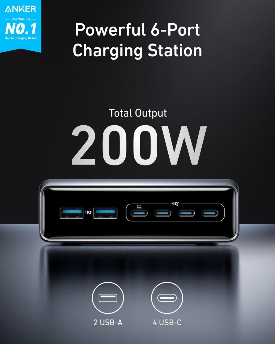 anker prime -laturi 200 w 6 porttia gan