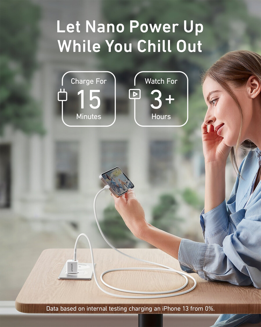 anker 511 -laturi nano usb-c–lightning-kaapelilla