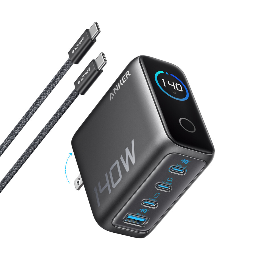 anker-laturi 140 w 4-porttinen pd 3.1 ja usb-c-kaapeli