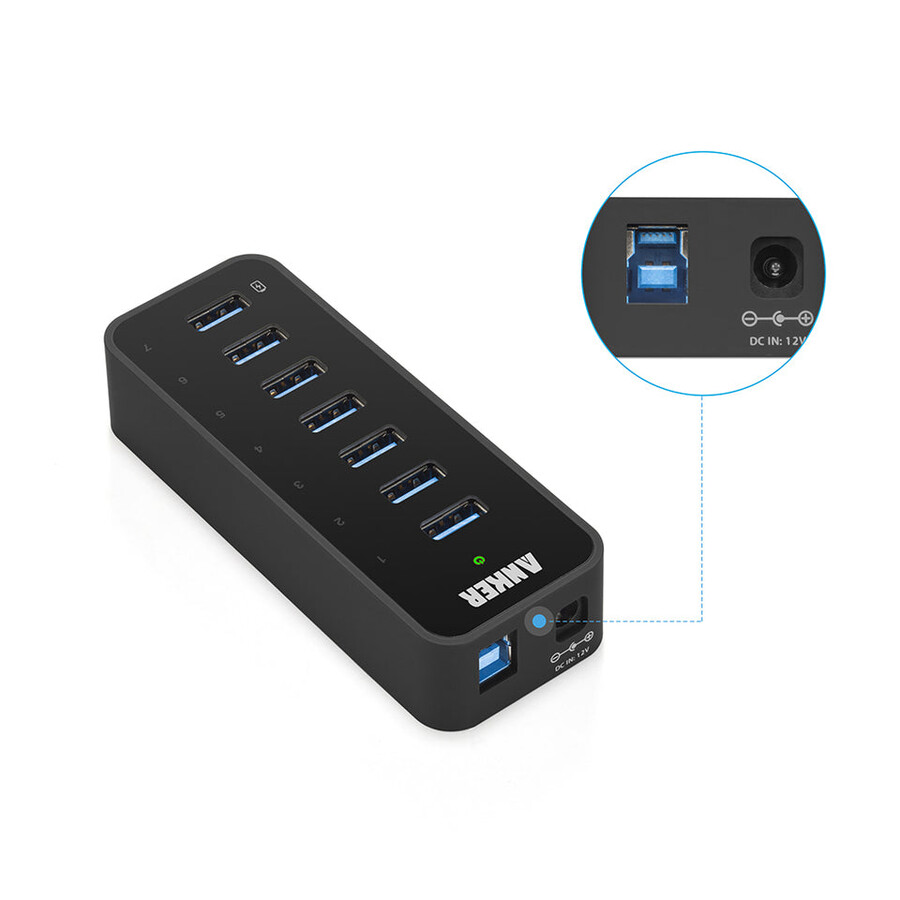 anker 7-porttinen usb 3.0 -keskitin