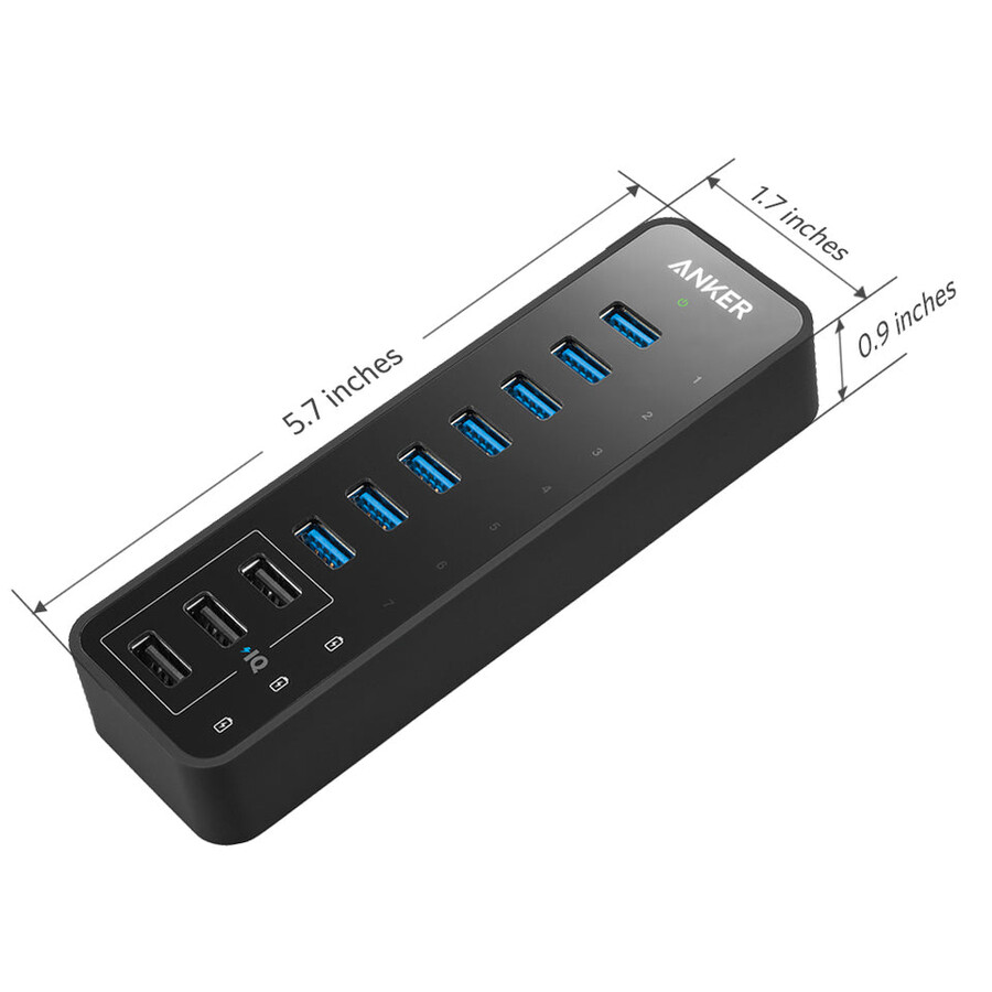anker 60w 10-porttinen usb 3.0 -datakeskitin