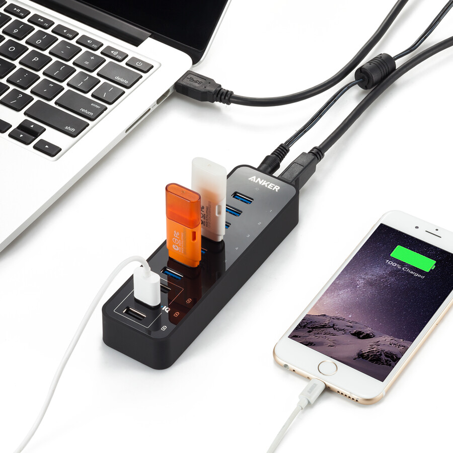 anker 60w 10-porttinen usb 3.0 -datakeskitin
