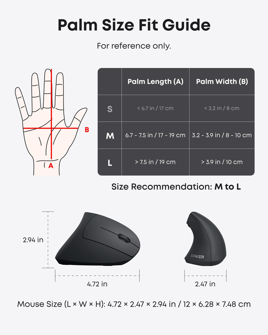 anker 2.4g langaton pystysuora ergonominen optinen hiiri