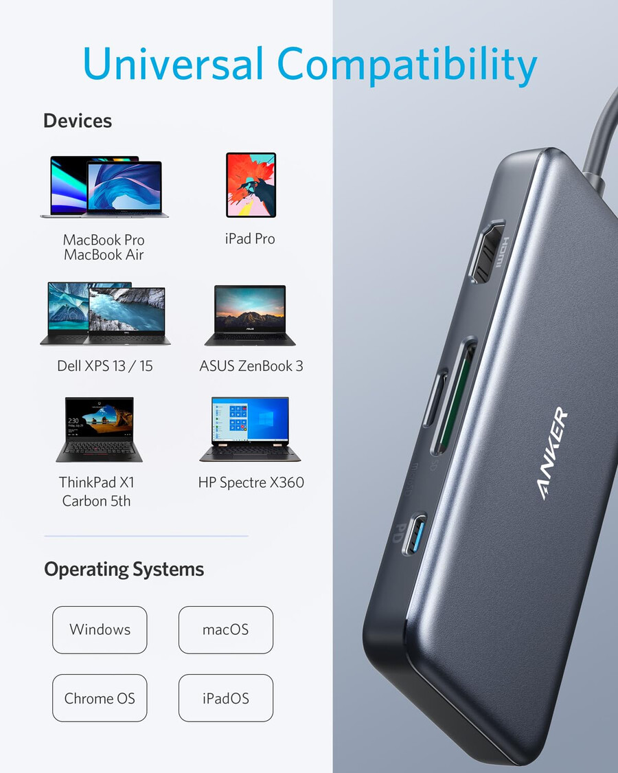 anker 341 usb-c-keskitin 7-in-1