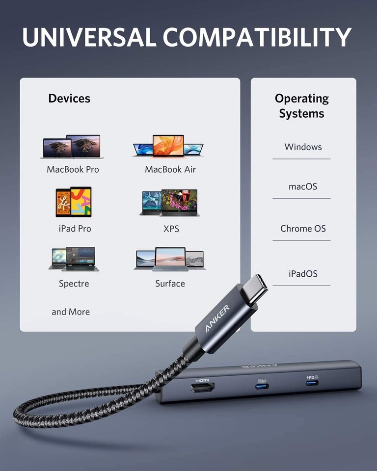anker 543 usb-c-keskitin 6-in-1 ohut