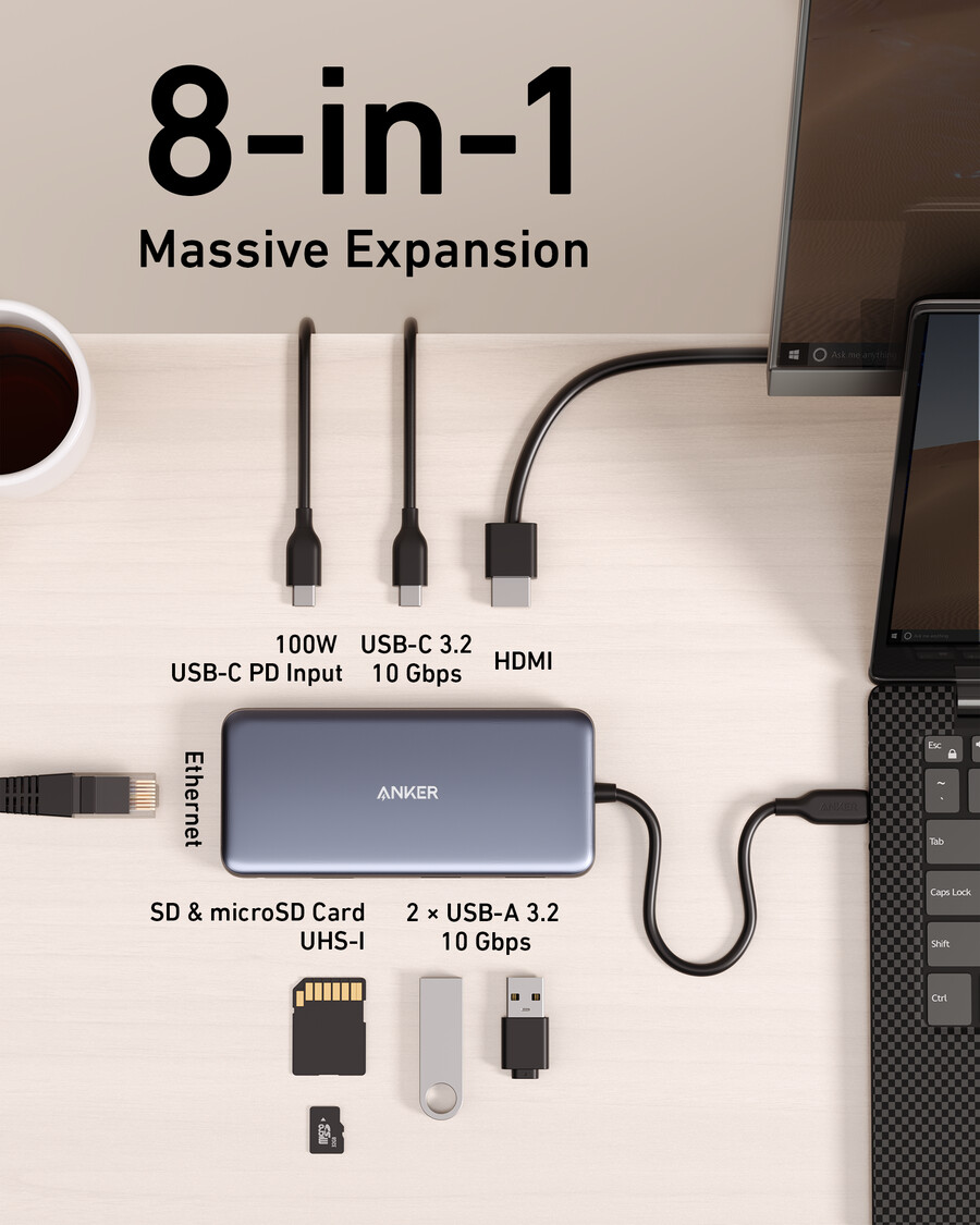 anker 555 usb-c-keskitin 8-in-1
