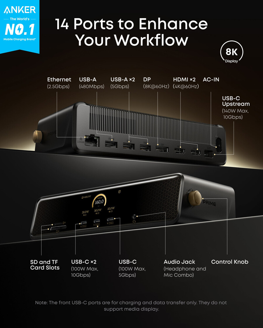 anker × black myth wukong edition anker prime -telakointiasema 14-in-1 kolme näyttöä displaylink ja dl7400