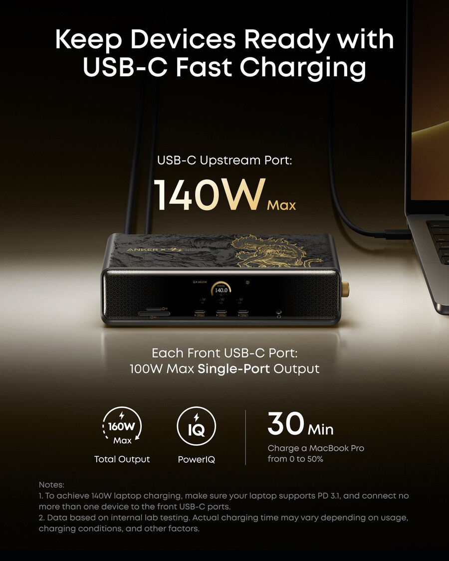 anker × black myth wukong edition anker prime -telakointiasema 14-in-1 kolme näyttöä displaylink ja dl7400