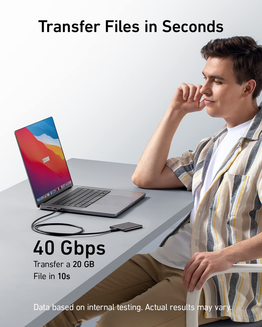 anker prime -telakointiasema dl7400 ja usb-c–usb-c-kaapeli thunderbolt 4 -yhteensopiva