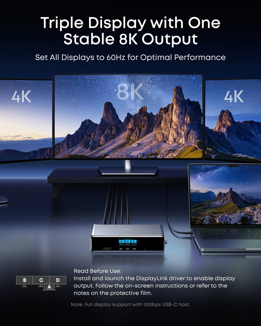anker prime -telakointiasema dl7400 ja usb-c–usb-c-kaapeli thunderbolt 4 -yhteensopiva