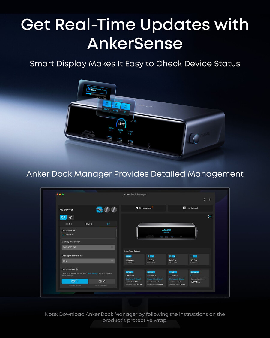 anker prime -telakointiasema dl7400 ja usb-c–usb-c-kaapeli thunderbolt 4 -yhteensopiva