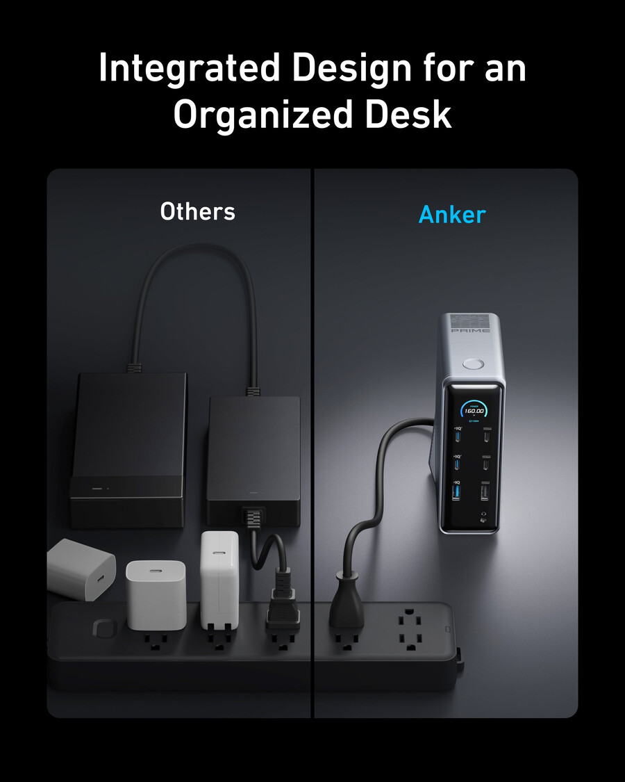 anker prime -latausasema 14-in-1 kaksoisnäyttö 160 w