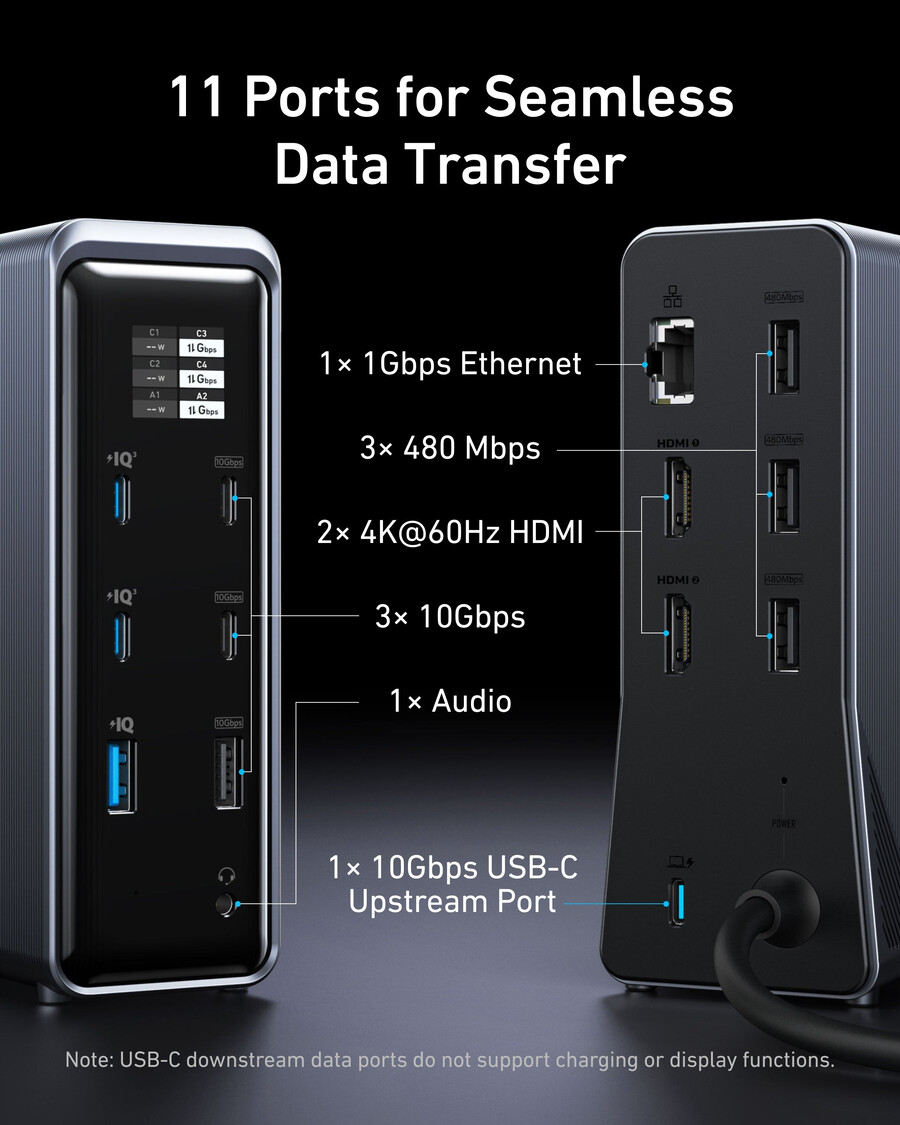 anker prime -latausasema 14-in-1 kaksoisnäyttö 160 w