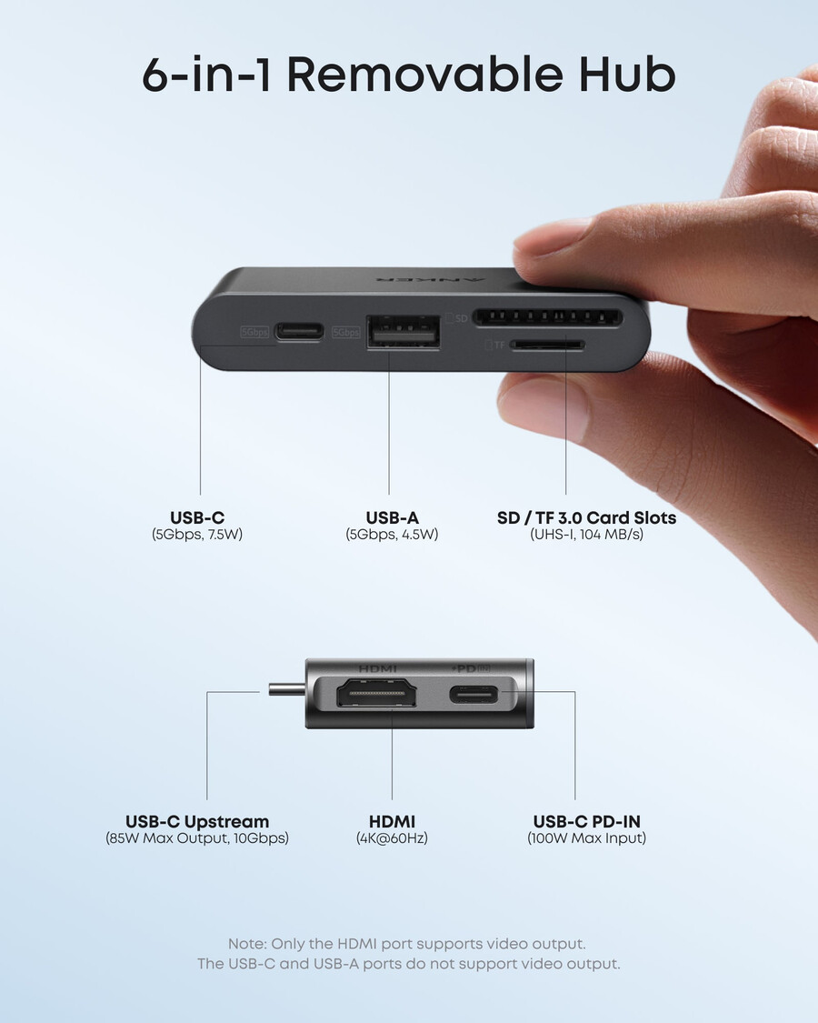 anker nano -telakointiasema 13-in-1 kolmoisnäyttö sisäänrakennettu irrotettava keskitin