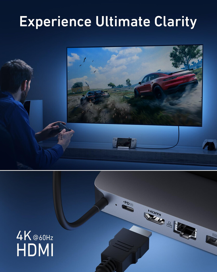 anker usb-c -keskitin 6-in-1 kannettavalle pelikonsolille