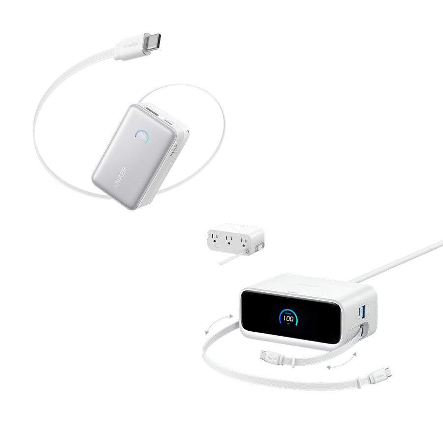 anker nano -latausasema 7-in-1 100 w ja anker nano -varavirtalähde 10k 45 w sisäänrakennettu sisäänvedettävä usb-c-kaapeli